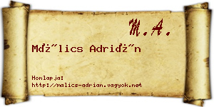Málics Adrián névjegykártya